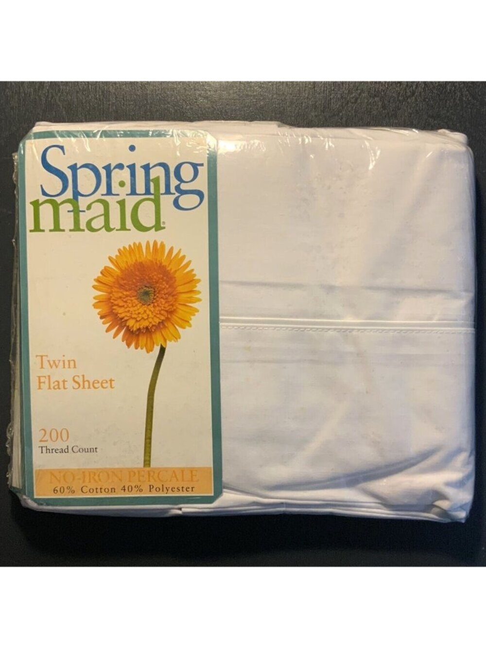 Springmaid Twin Flat Sheet White No-Iron Percale 200 Thread Count Vintage New